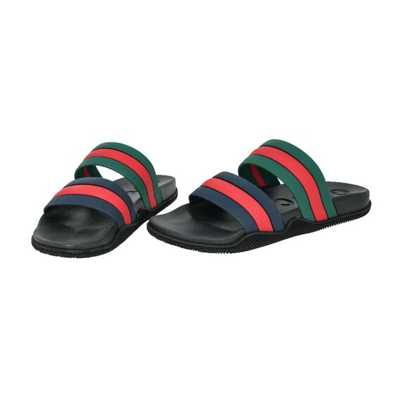 Gucci Men's Signature Web Rubber Slide Sandals - Picture 2 of 8